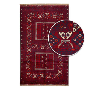שטיח אפגנן קונדוז 00 אדום 246*151 | Afghan Kunduz Hand-Knotted