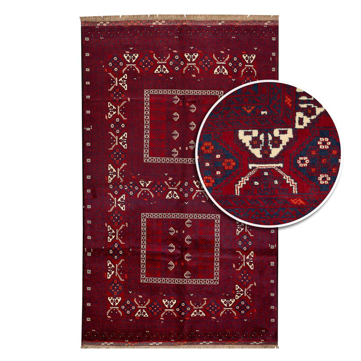 שטיח אפגנן קונדוז 00 אדום 246*151 | Afghan Kunduz Hand-Knotted