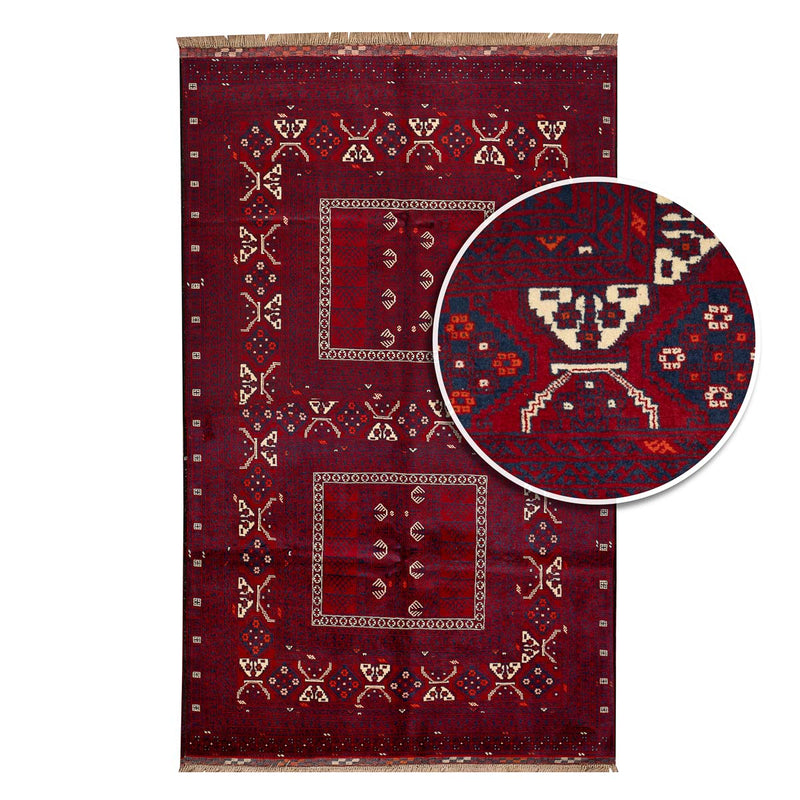 שטיח אפגנן קונדוז 00 אדום 246*151 | Afghan Kunduz Hand-Knotted