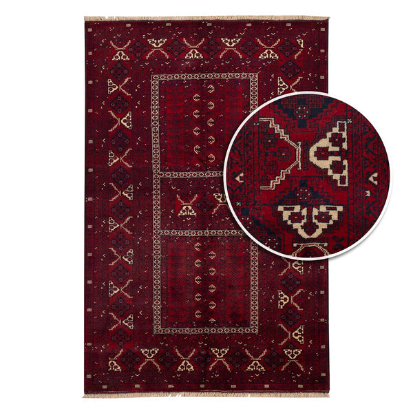 שטיח אפגנן קונדוז 00 אדום 240*153 | Afghan Kunduz Hand-Knotted