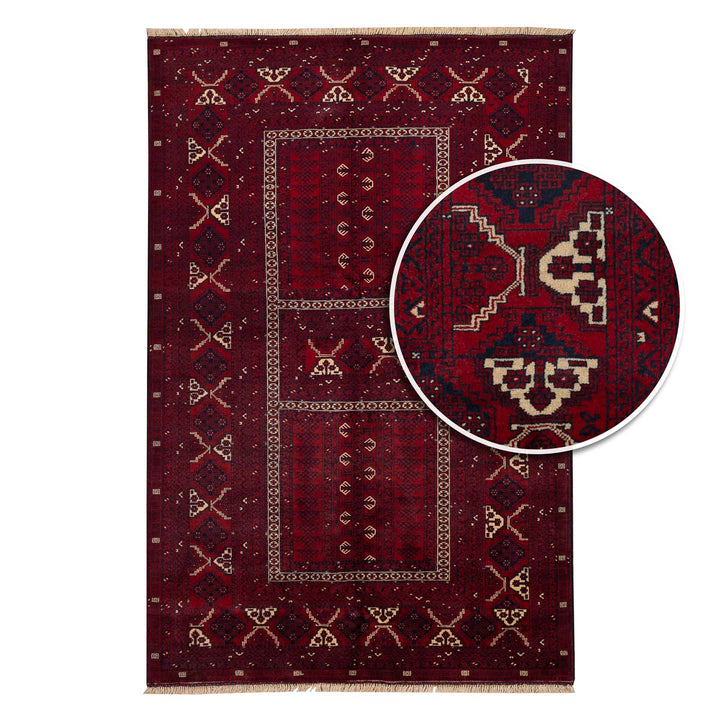 שטיח אפגנן קונדוז 00 אדום 240*153 | Afghan Kunduz Hand-Knotted