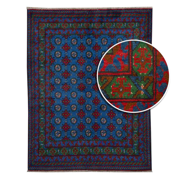 שטיח אפגני בוכרה 00 כחול 198*152 | Bokhara Rug