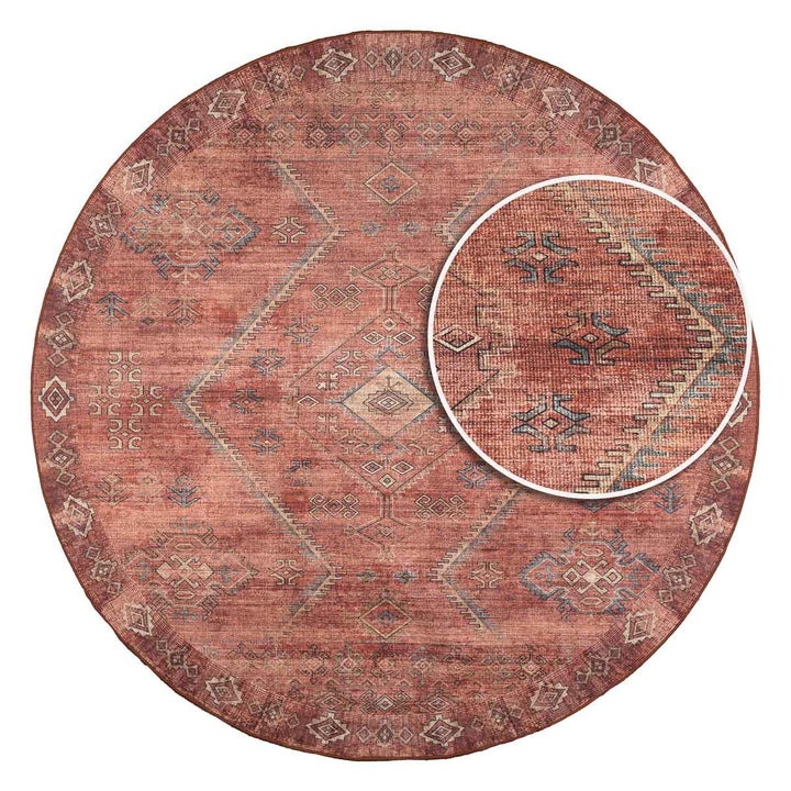 שטיח וינטאז' רוז 05 אדום בריק עגול