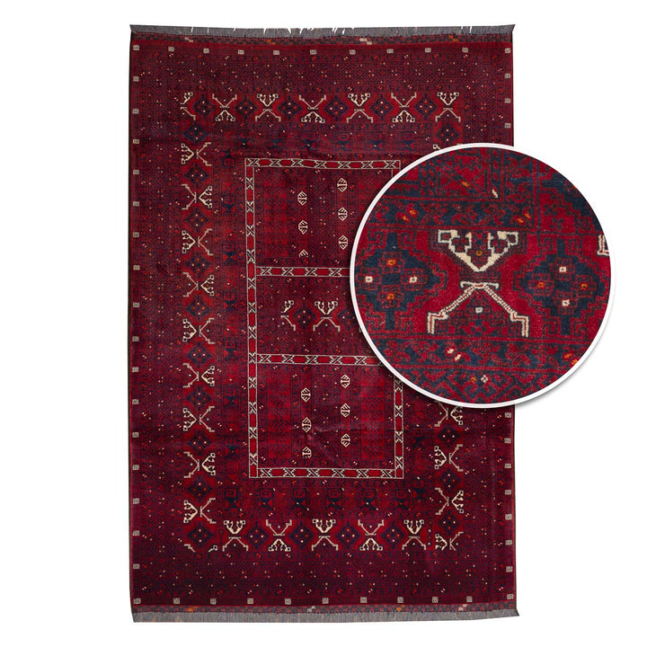 שטיח אפגנן קונדוז 00 אדום 239*163 | Afghan Kunduz Hand-Knotted