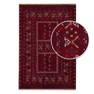שטיח אפגנן קונדוז 00 אדום 242*166 | Afghan Kunduz Hand-Knotted