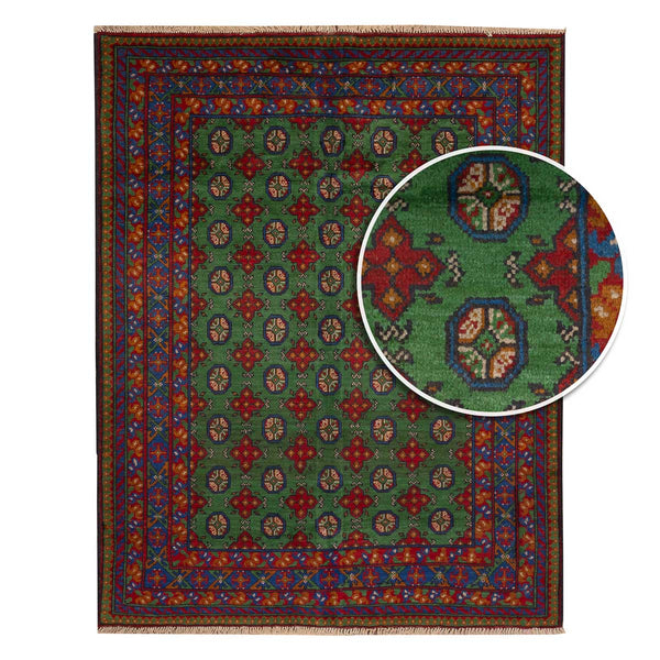 שטיח אפגני בוכרה 00 ירוק 199*150 | Bokhara Rug