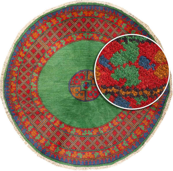 שטיח אפגני רגל פיל 00 ירוק  145*143