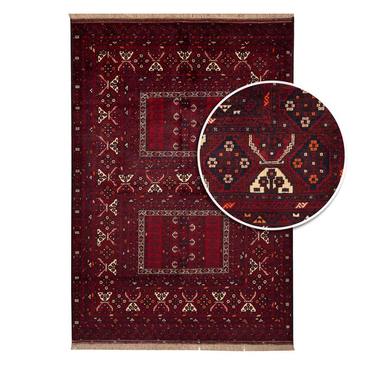 שטיח אפגנן קונדוז 00 אדום 242*165 | Afghan Kunduz Hand-Knotted
