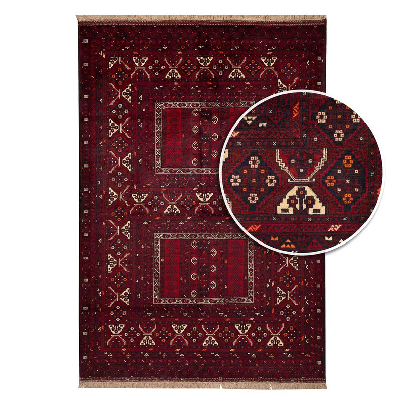 שטיח אפגנן קונדוז 00 אדום 242*165 | Afghan Kunduz Hand-Knotted