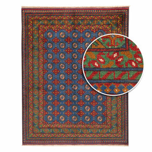 שטיח אפגני בוכרה 00 כחול 198*154 | Bokhara Rug