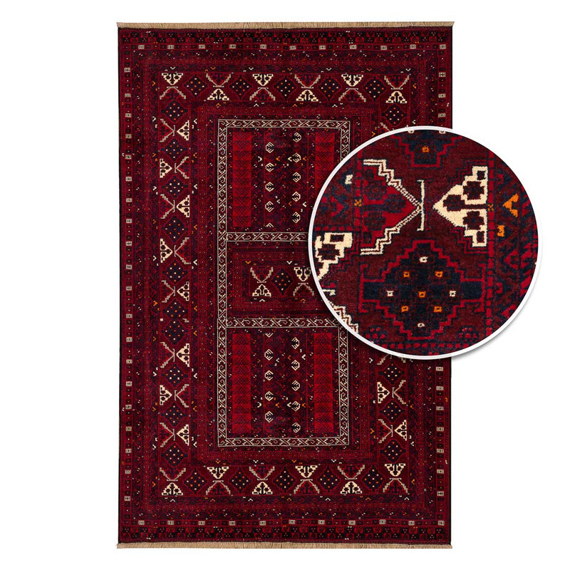 שטיח אפגנן קונדוז 00 אדום 246*159 | Afghan Kunduz Hand-Knotted
