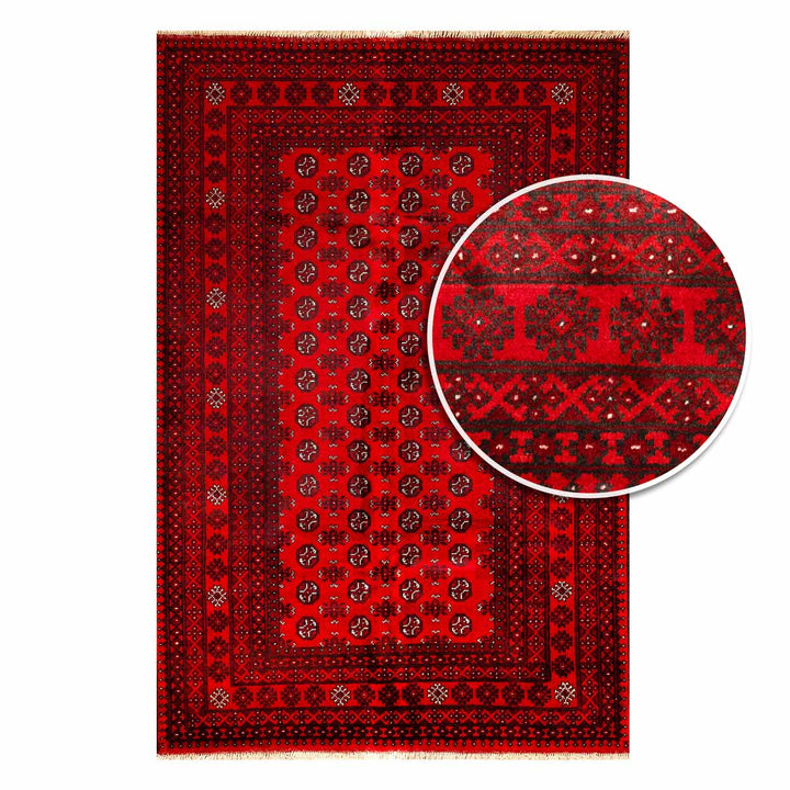 שטיח אפגני בוכרה 00 אדום 244*163 | Bokhara Rug