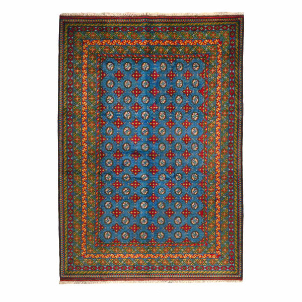 שטיח אפגני בוכרה 00 כחול 292*206 | Bokhara Rug