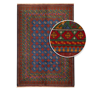 שטיח אפגני בוכרה 00 כחול 241*168 | Bokhara Rug