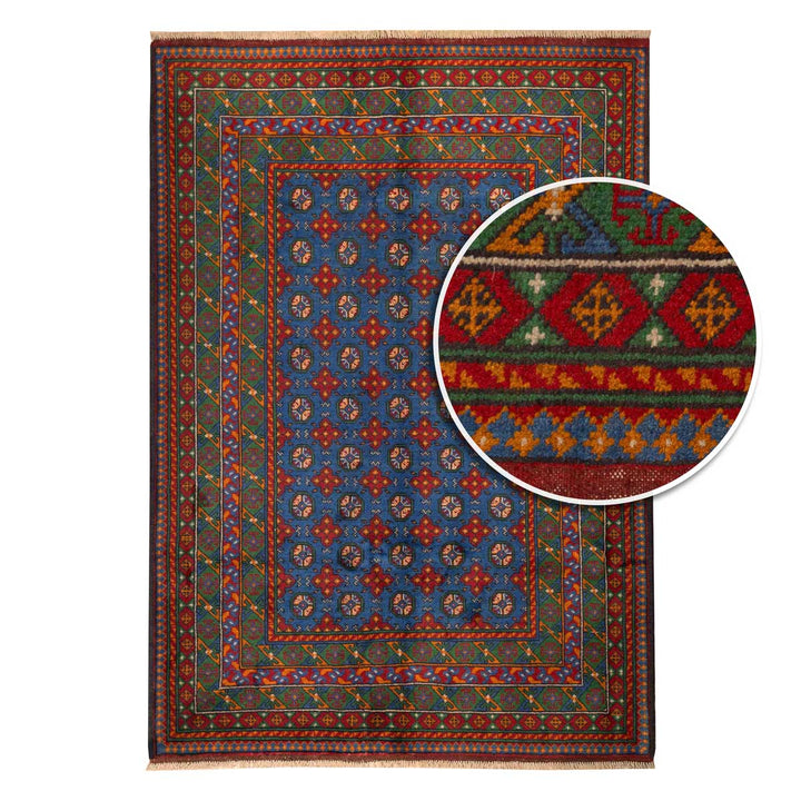 שטיח אפגני בוכרה 00 כחול 241*168 | Bokhara Rug