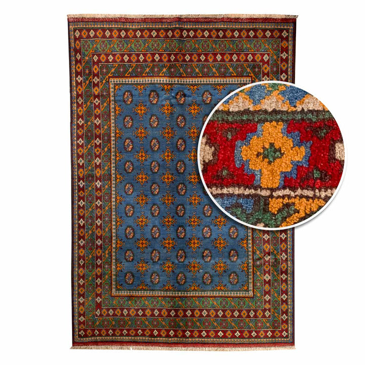 שטיח אפגני בוכרה 00 כחול 242*166 | Bokhara Rug