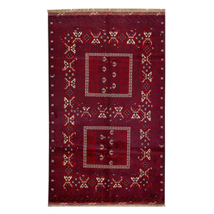 שטיח אפגנן קונדוז 00 אדום 246*151 | Afghan Kunduz Hand-Knotted