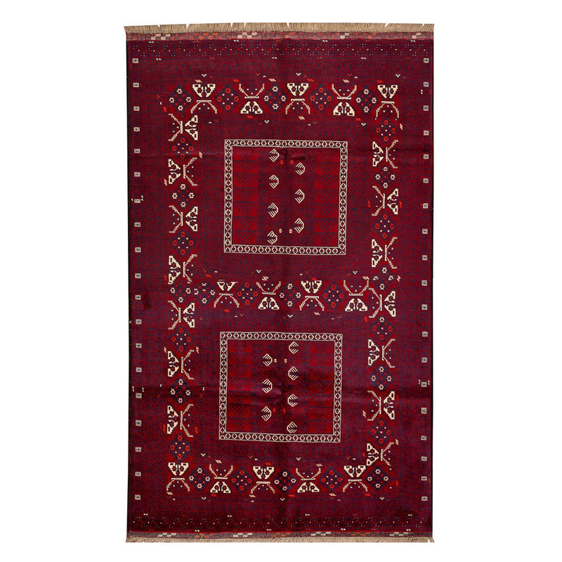 שטיח אפגנן קונדוז 00 אדום 246*151 | Afghan Kunduz Hand-Knotted