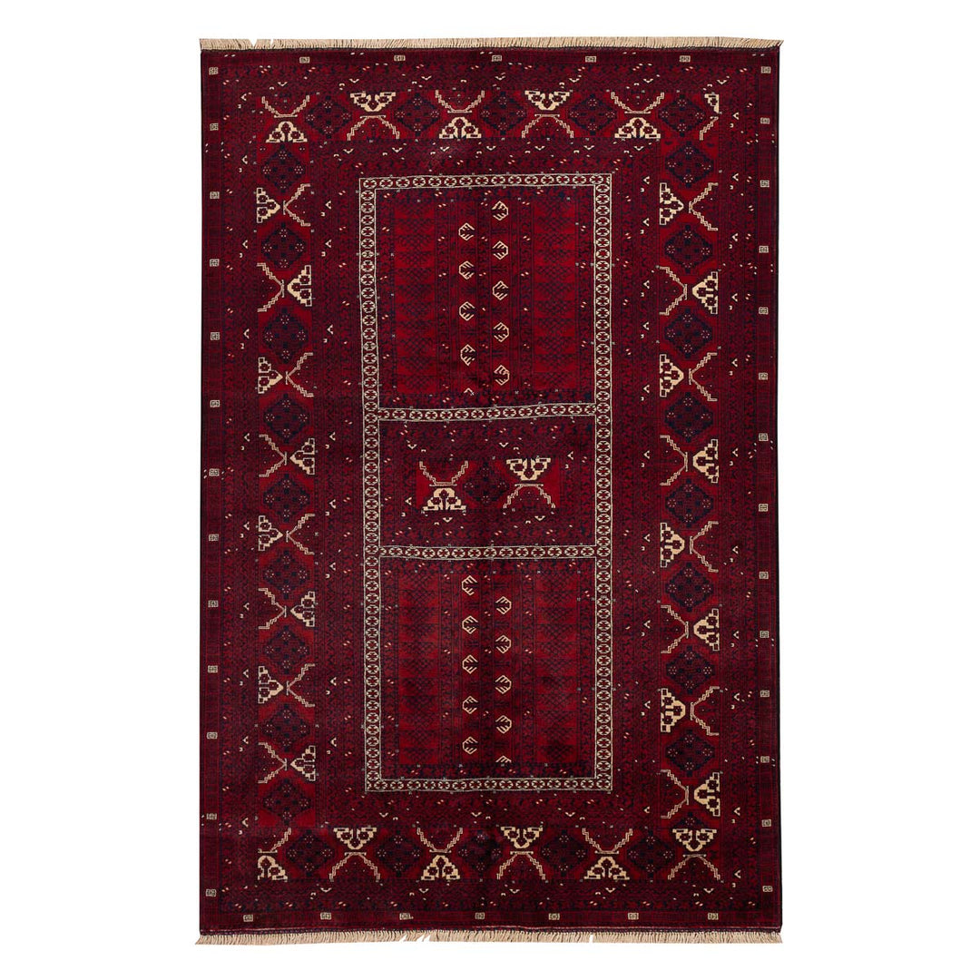 שטיח אפגנן קונדוז 00 אדום 240*153 | Afghan Kunduz Hand-Knotted