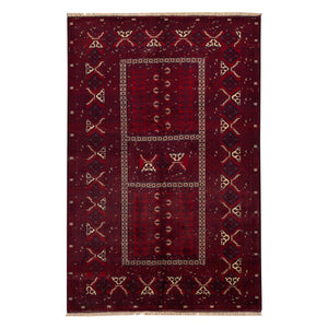 שטיח אפגנן קונדוז 00 אדום 240*153 | Afghan Kunduz Hand-Knotted