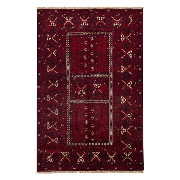 שטיח אפגנן קונדוז 00 אדום 240*153 | Afghan Kunduz Hand-Knotted