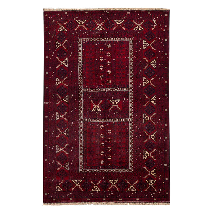 שטיח אפגנן קונדוז 00 אדום 240*153 | Afghan Kunduz Hand-Knotted