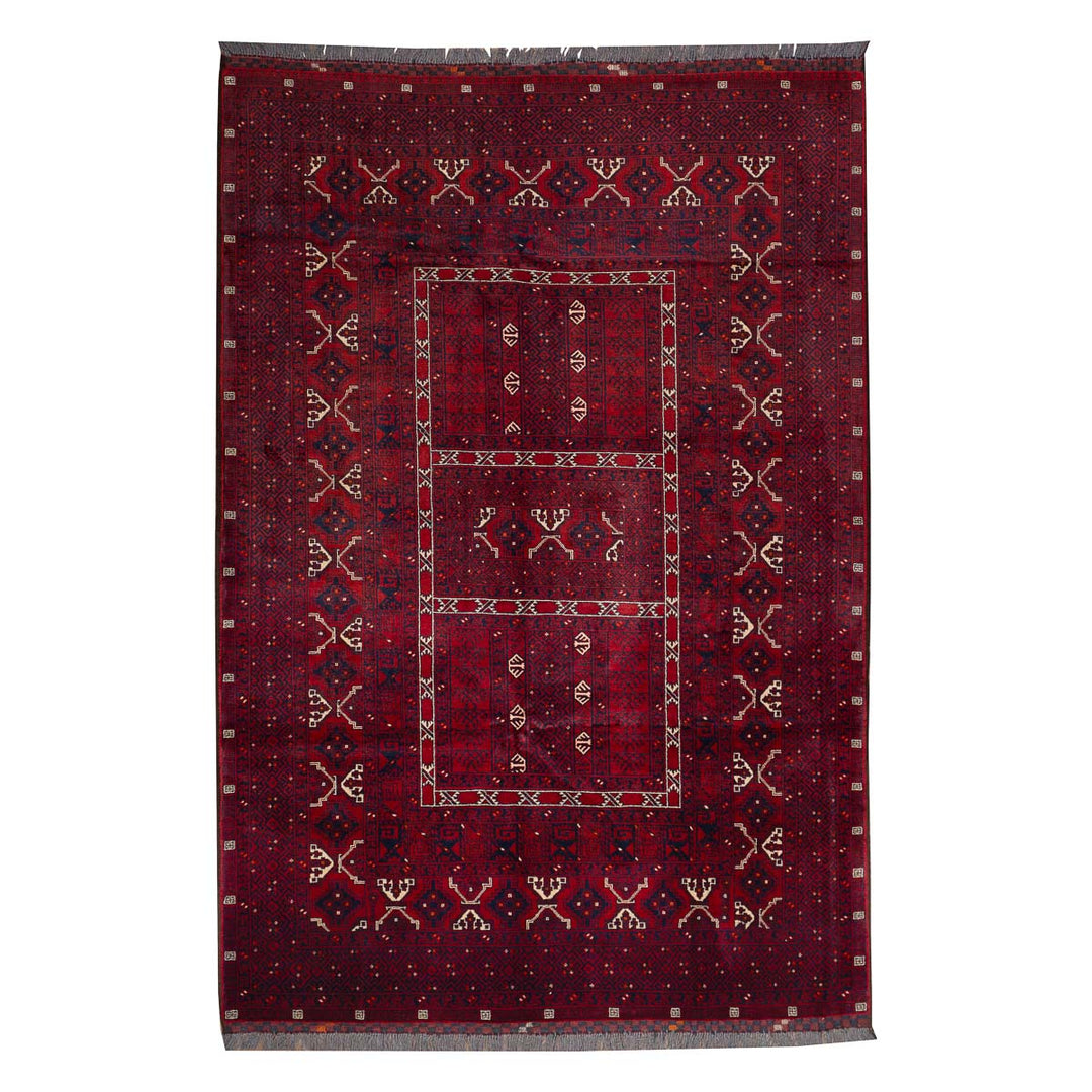 שטיח אפגנן קונדוז 00 אדום 239*163 | Afghan Kunduz Hand-Knotted