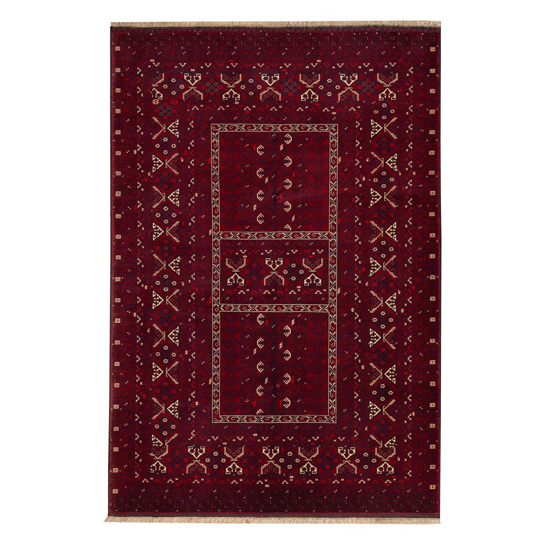 שטיח אפגנן קונדוז 00 אדום 242*166 | Afghan Kunduz Hand-Knotted