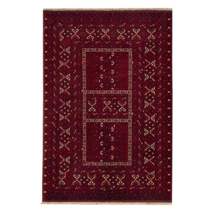 שטיח אפגנן קונדוז 00 אדום 242*166 | Afghan Kunduz Hand-Knotted