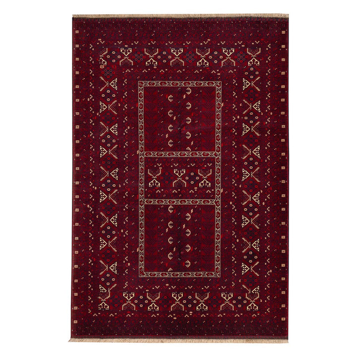 שטיח אפגנן קונדוז 00 אדום 242*166 | Afghan Kunduz Hand-Knotted