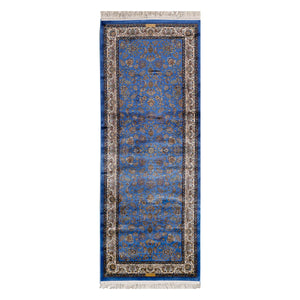 שטיח קום משי 32 כחול ראנר  | QOM