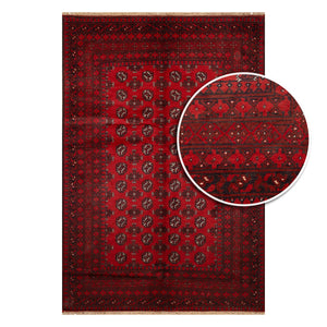 שטיח אפגני בוכרה 00 אדום 242 *166 | Bokhara Rug