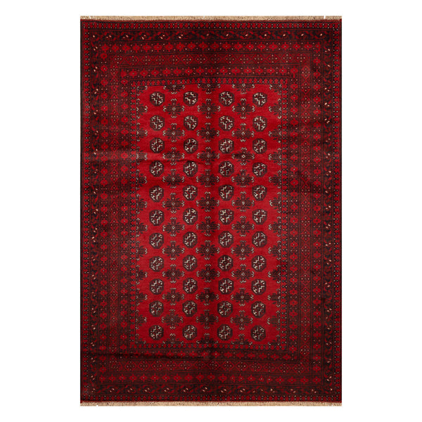 שטיח אפגני בוכרה 00 אדום 242 *166 | Bokhara Rug