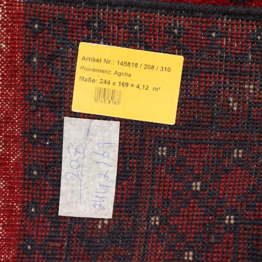שטיח אפגני בוכרה 00 אדום 244 *169 | Bokhara Rug