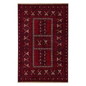 שטיח אפגנן קונדוז 00 אדום 246*159 | Afghan Kunduz Hand-Knotted
