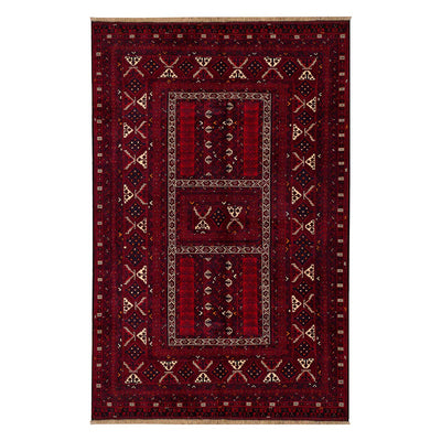 שטיח אפגנן קונדוז 00 אדום 246*159 | Afghan Kunduz Hand-Knotted