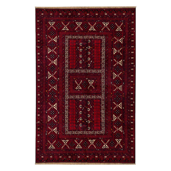 שטיח אפגנן קונדוז 00 אדום 246*159 | Afghan Kunduz Hand-Knotted