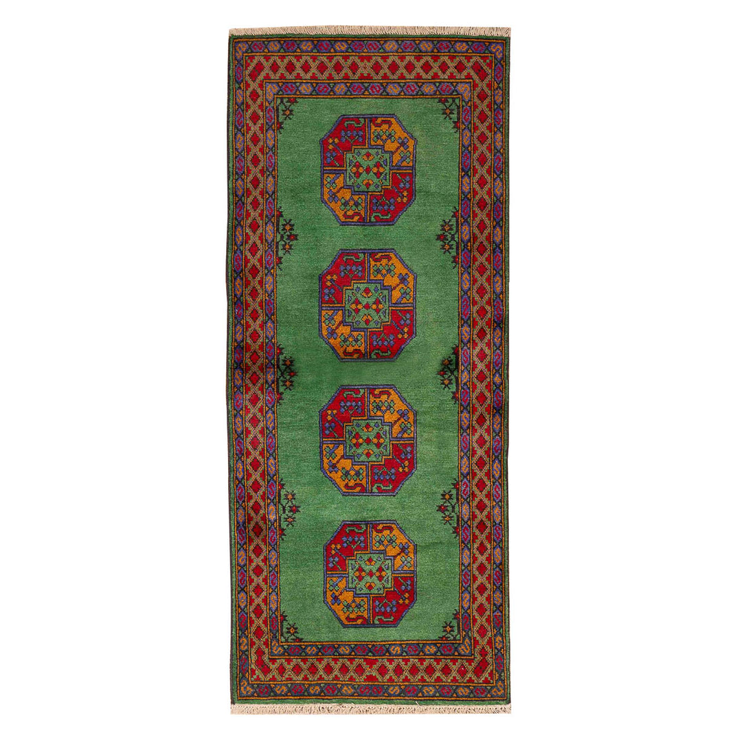 שטיח אפגני רגל פיל 00 ירוק 198*80
