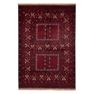 שטיח אפגנן קונדוז 00 אדום 242*165 | Afghan Kunduz Hand-Knotted
