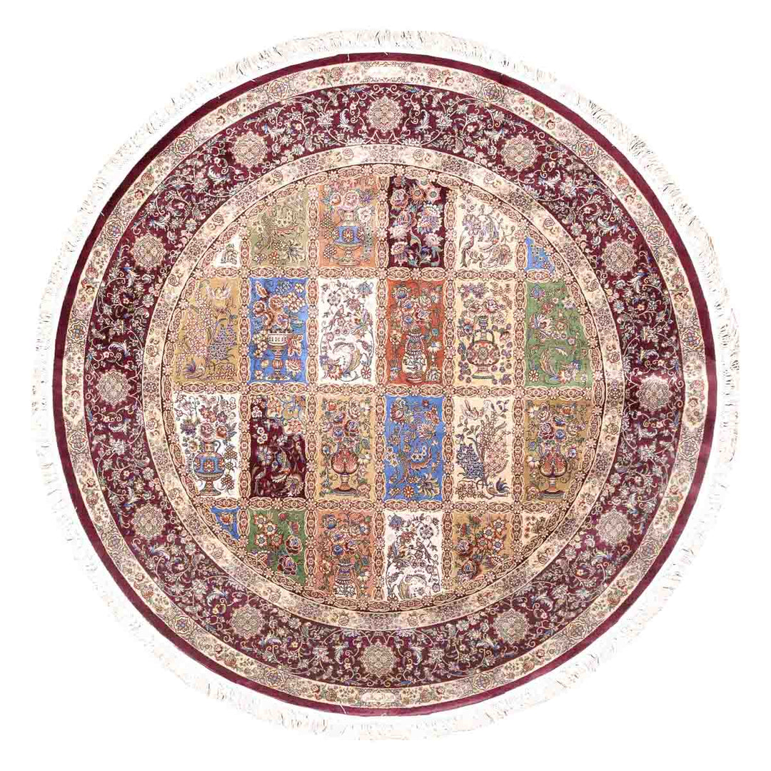 שטיח קום משי ירוק 14 צבעוני | QOM