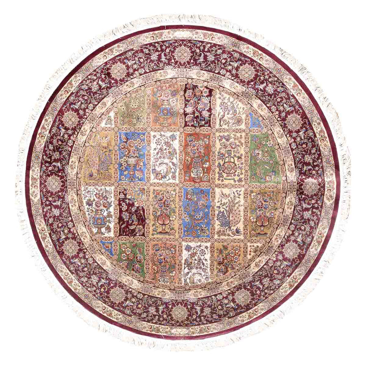 שטיח קום משי ירוק 14 צבעוני | QOM