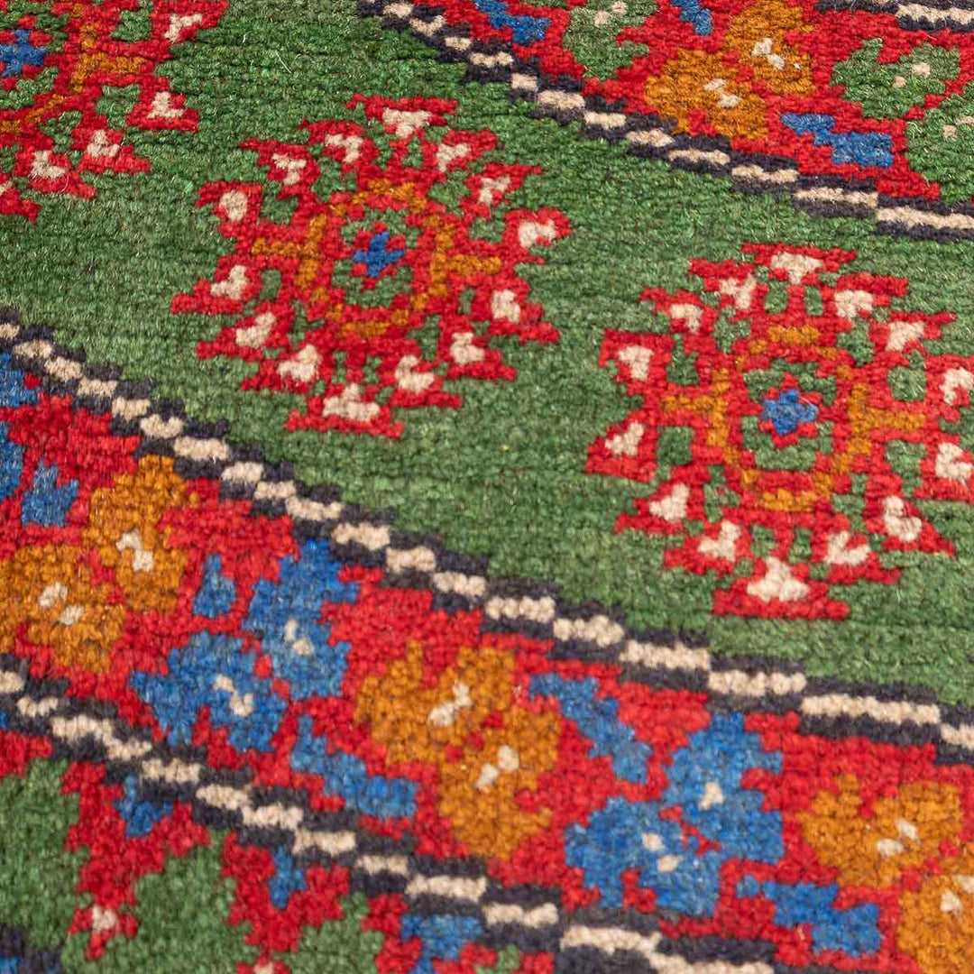 שטיח אפגני בוכרה עגול 00 אדום/כחול 145*143 | Bokhara Rug