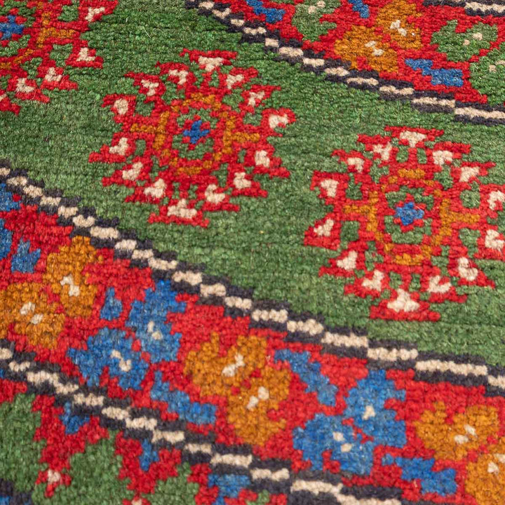 שטיח אפגני בוכרה עגול 00 אדום/כחול 145*143 | Bokhara Rug