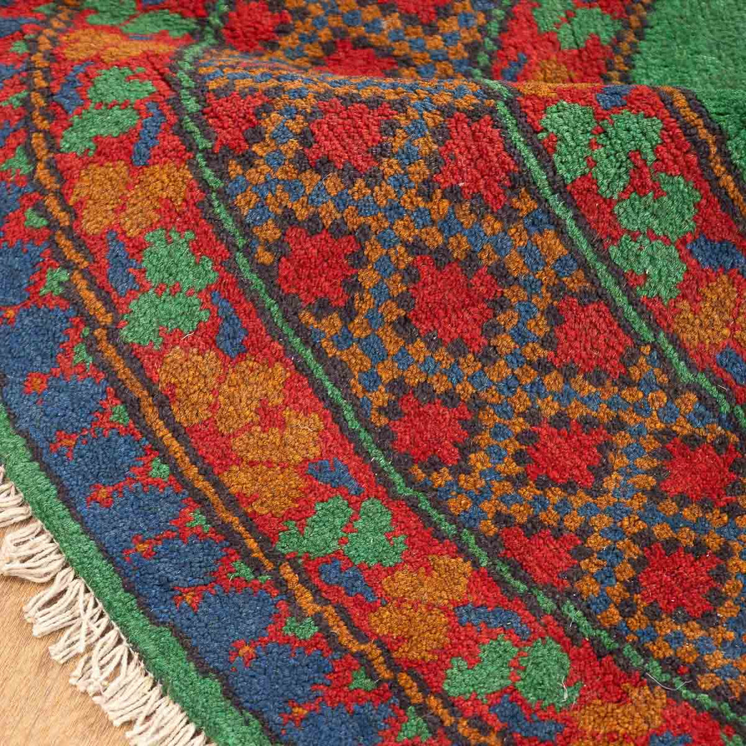 שטיח אפגני רגל פיל 00 ירוק  145*143