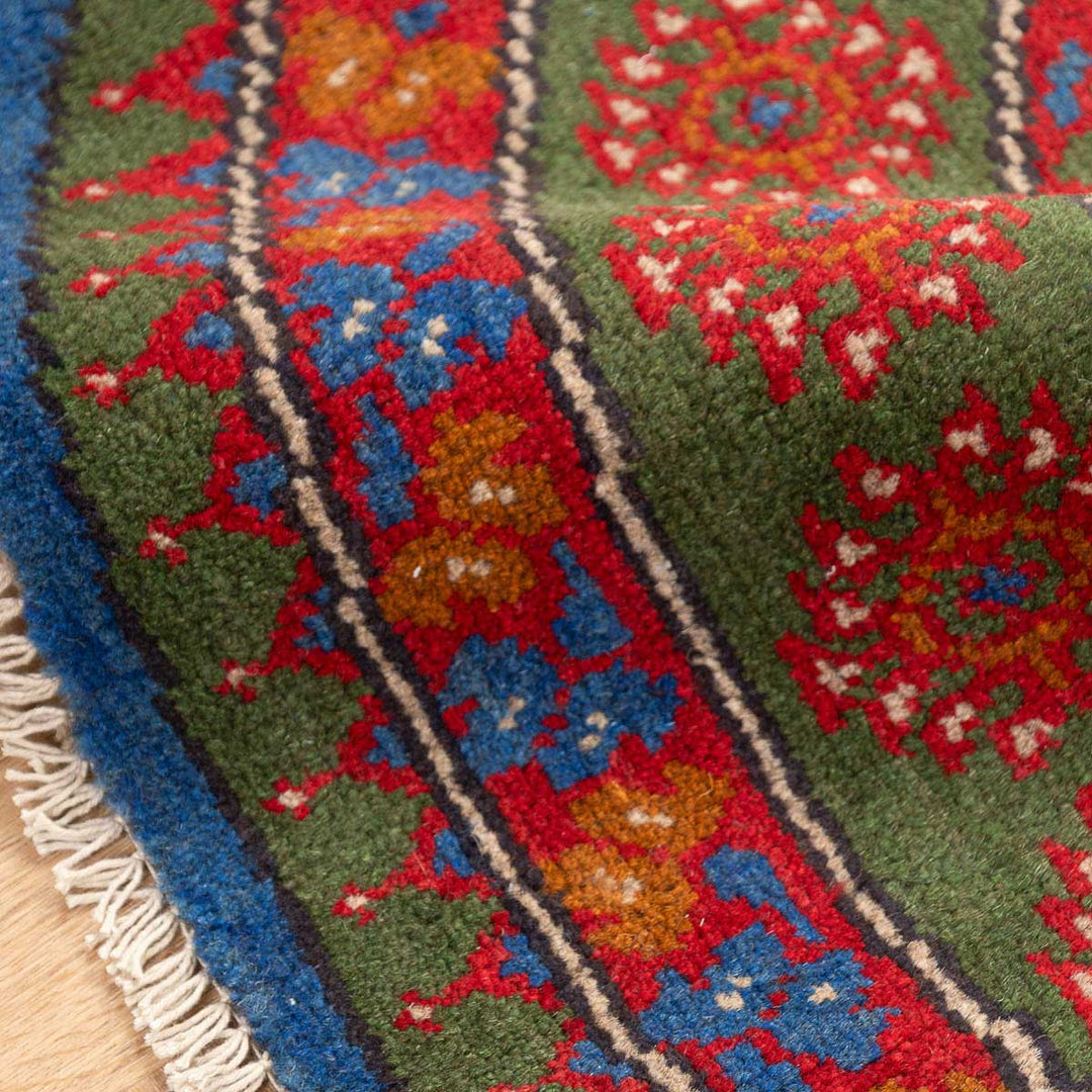 שטיח אפגני בוכרה עגול 00 אדום/כחול 145*143 | Bokhara Rug