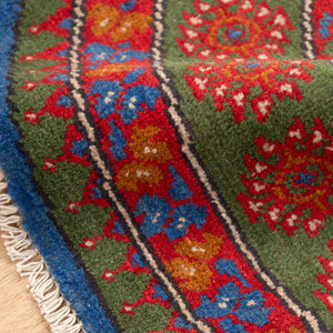 שטיח אפגני בוכרה עגול 00 אדום/כחול 145*143 | Bokhara Rug