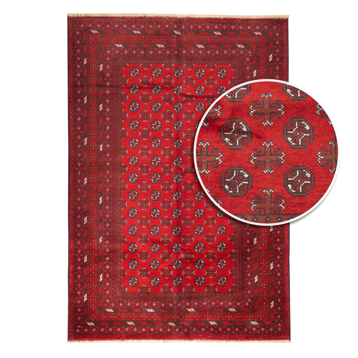 שטיח אפגני בוכרה 00 אדום 244*166 | Bokhara Rug