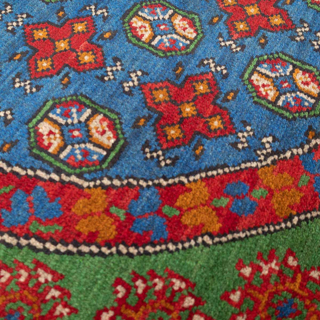 שטיח אפגני בוכרה עגול 00 אדום/כחול 150*146 | Bokhara Rug