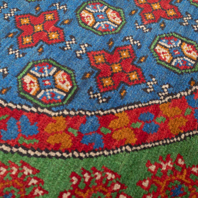 שטיח אפגני בוכרה עגול 00 אדום/כחול 150*146 | Bokhara Rug