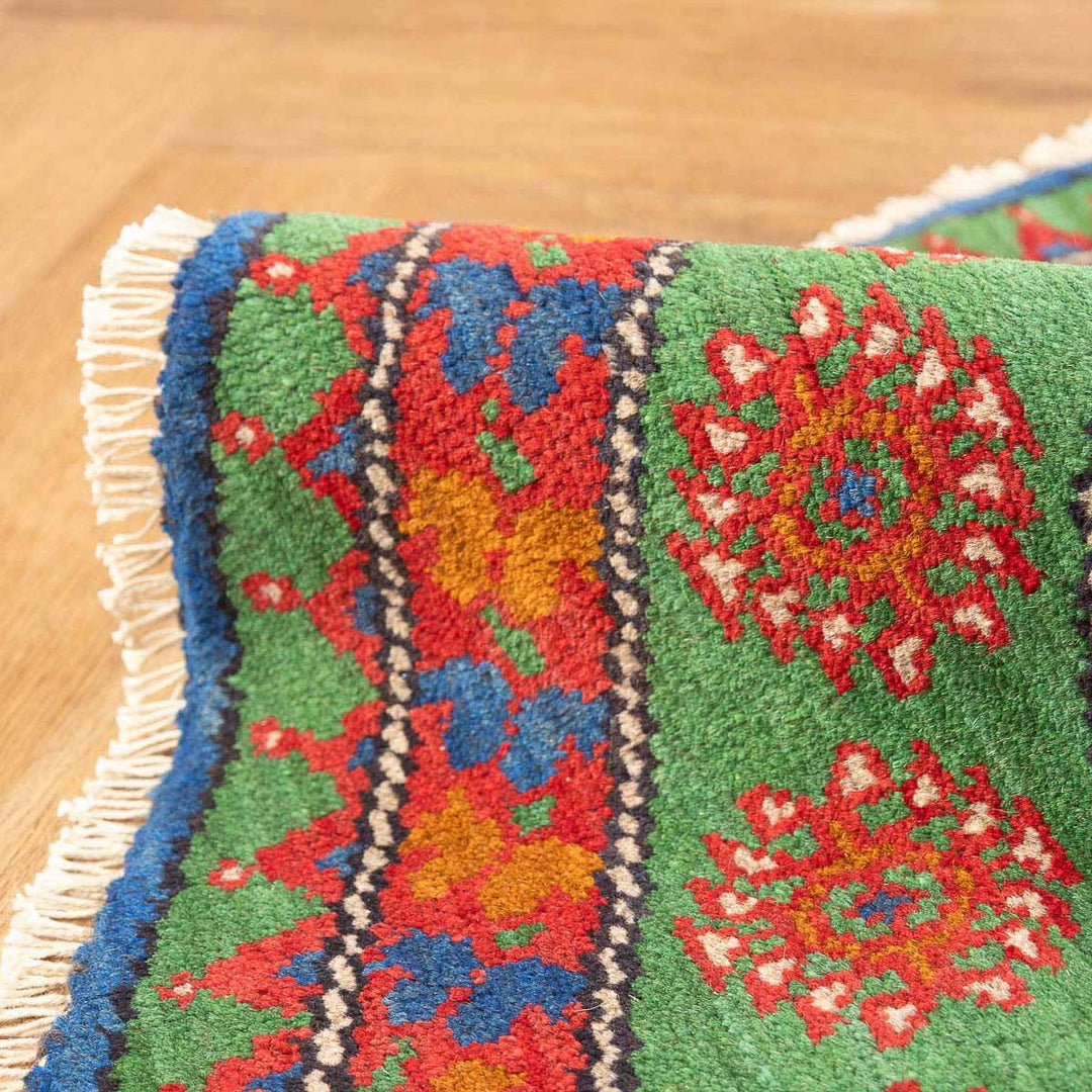 שטיח אפגני בוכרה עגול 00 אדום/כחול 150*146 | Bokhara Rug